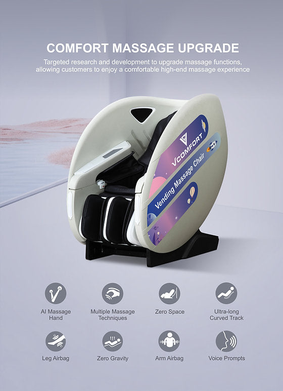 VComfort DreamVend Pro 3D Vending Massage Chair with Contactless Payment System Features